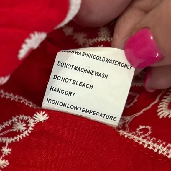 Anthropologie Solitaire -Red/White Embroidery 3/4 Length Sleeve. Bohemian. Small - Picture 8 of 8